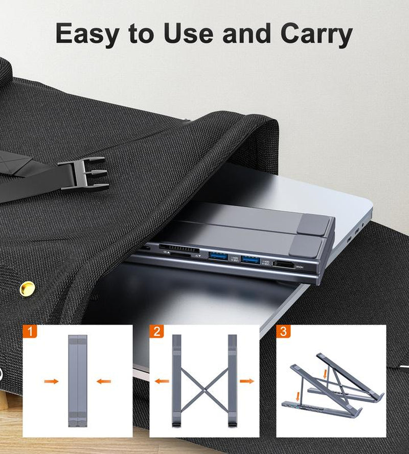 USB C Laptop Docking Station Stand, USB C Dock Tablet Stand, 8 in 1 USB C Hub with 4K HDMI, 2 USB 3.0, PD 100W, Universal Dock Station for Macbook Pro/Air/Dell/Hp/Surface/Lenovo, Plug and Play