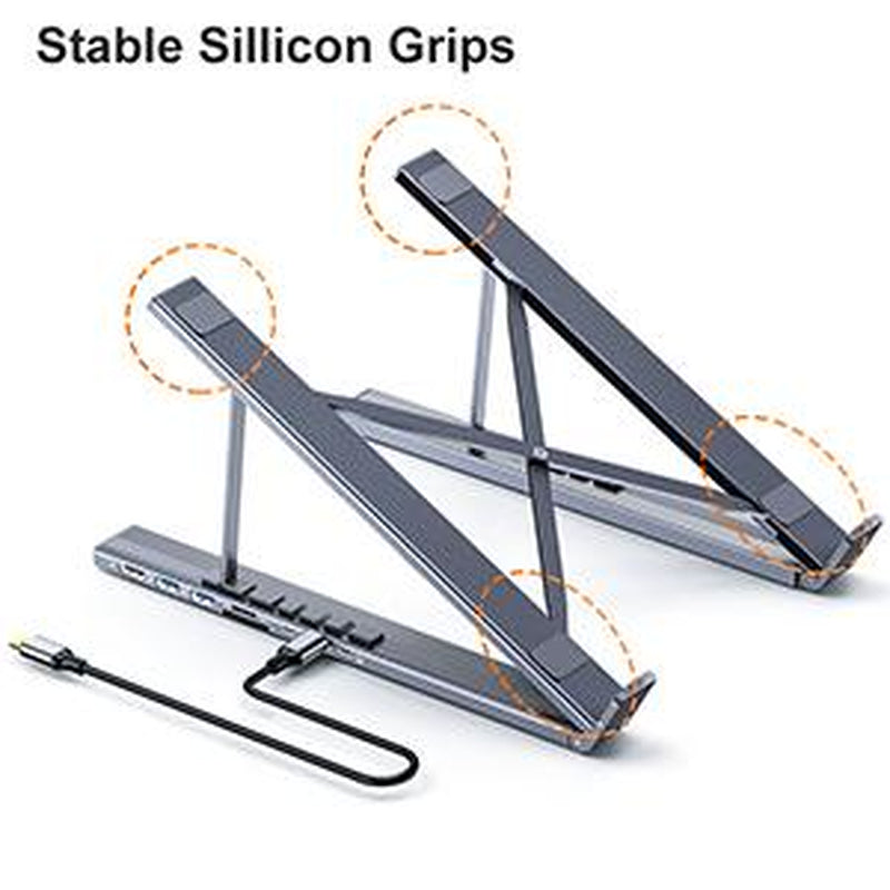 USB C Laptop Docking Station Stand, USB C Dock Tablet Stand, 8 in 1 USB C Hub with 4K HDMI, 2 USB 3.0, PD 100W, Universal Dock Station for Macbook Pro/Air/Dell/Hp/Surface/Lenovo, Plug and Play