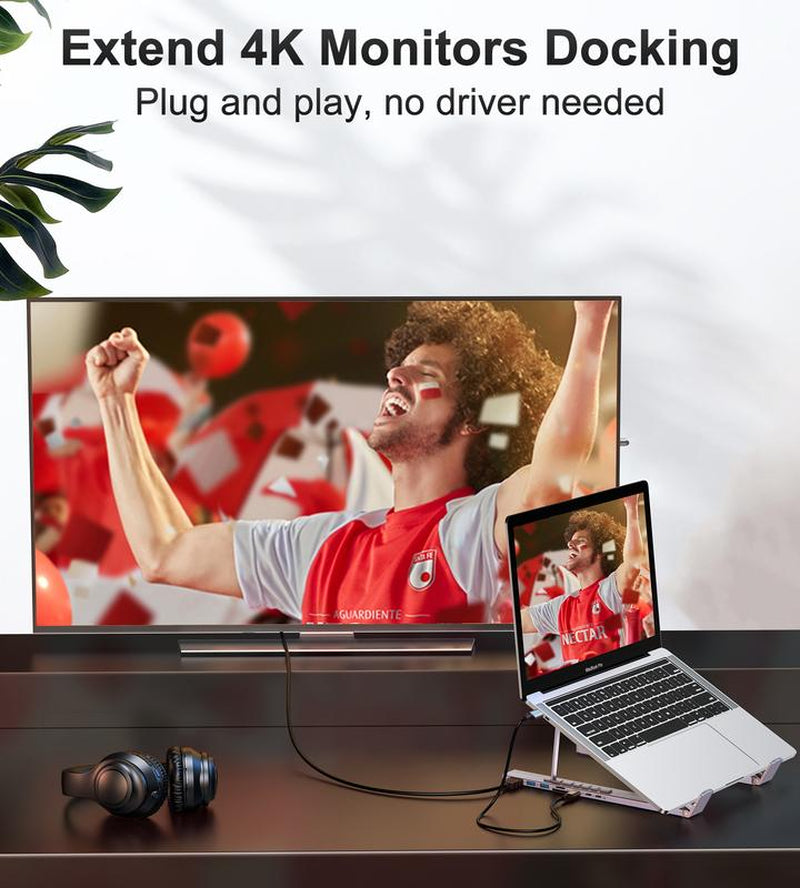 USB C Laptop Docking Station Stand, USB C Dock Tablet Stand, 8 in 1 USB C Hub with 4K HDMI, 2 USB 3.0, PD 100W, Universal Dock Station for Macbook Pro/Air/Dell/Hp/Surface/Lenovo, Plug and Play